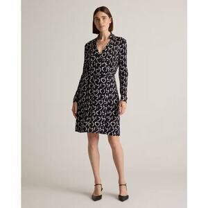 Quince 100% Silk Jersy Mini Wrap Dress Size M Circular Contrast NWT